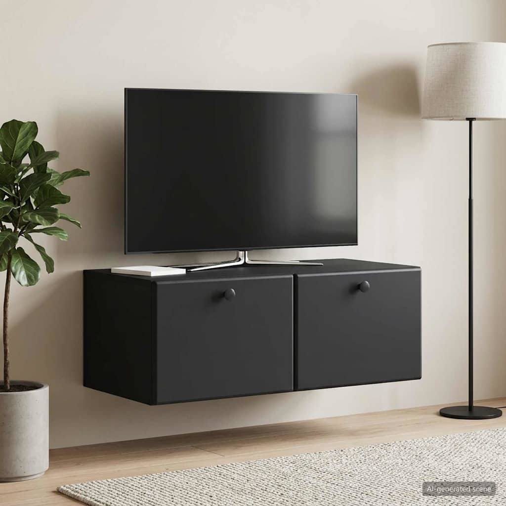 Wandmontierter TV-Schrank 78,5 x 41 x 30 cm Schwarz