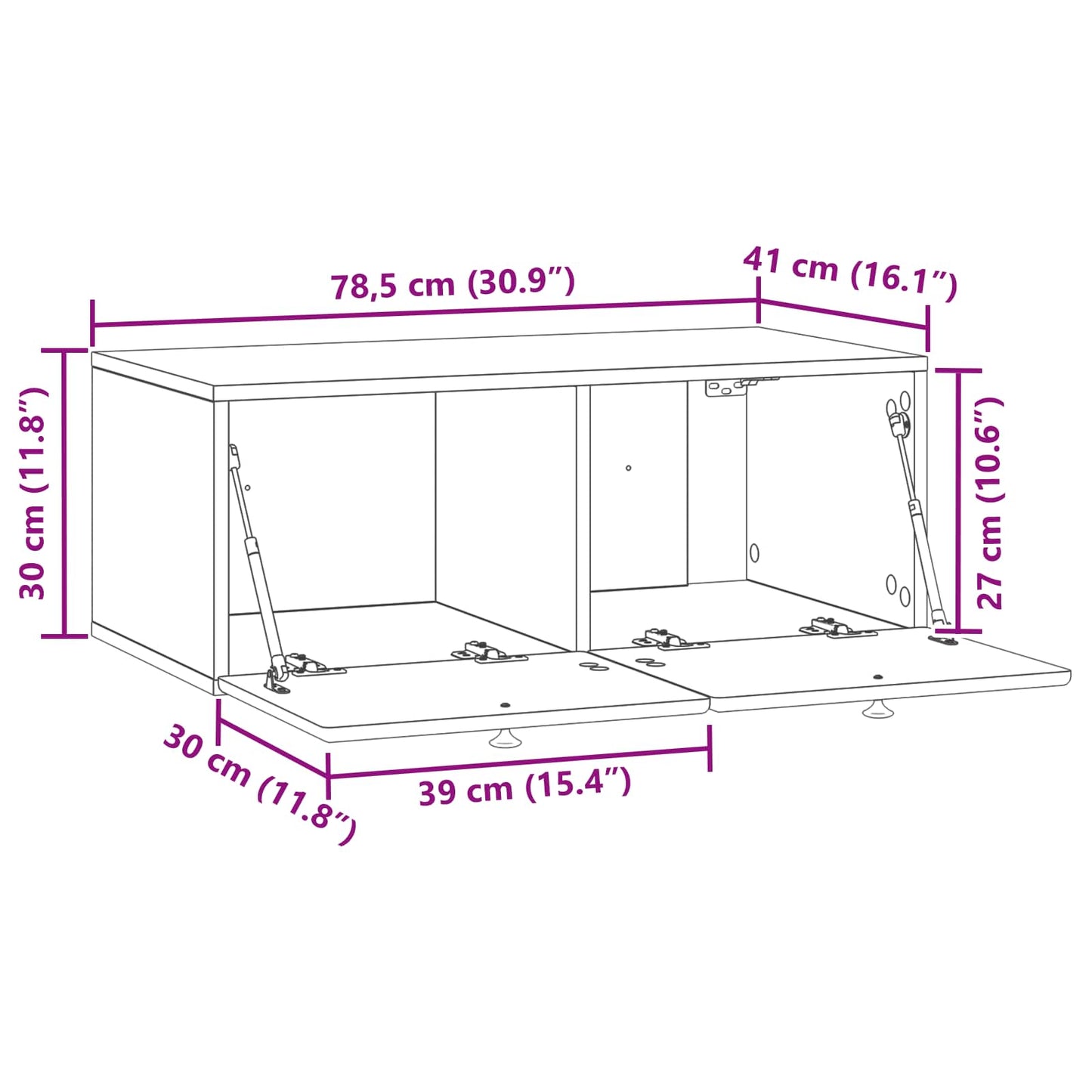 Wandmontierter TV-Schrank 78,5 x 41 x 30 cm Sonoma-Eiche