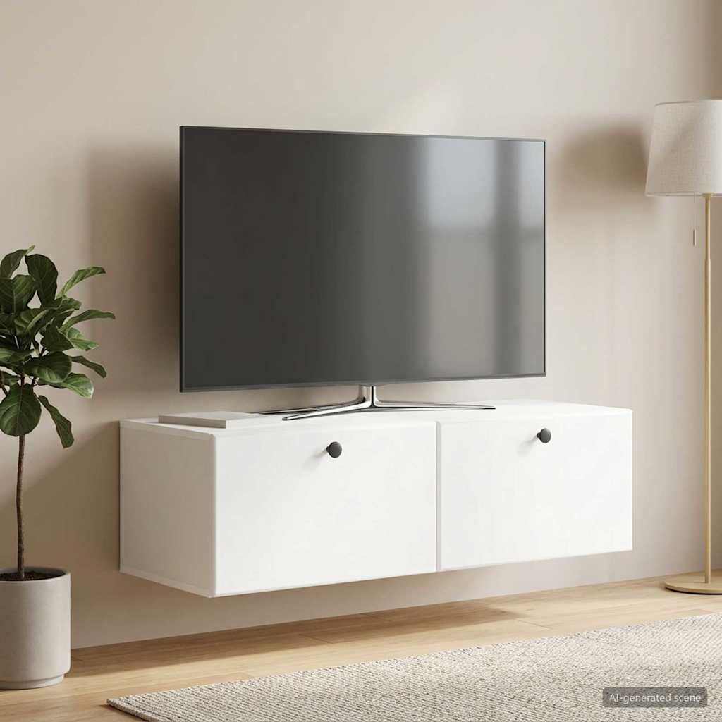 Wandmontierter TV-Schrank 98 x 41 x 30 cm Weiß Holzwerkstoff