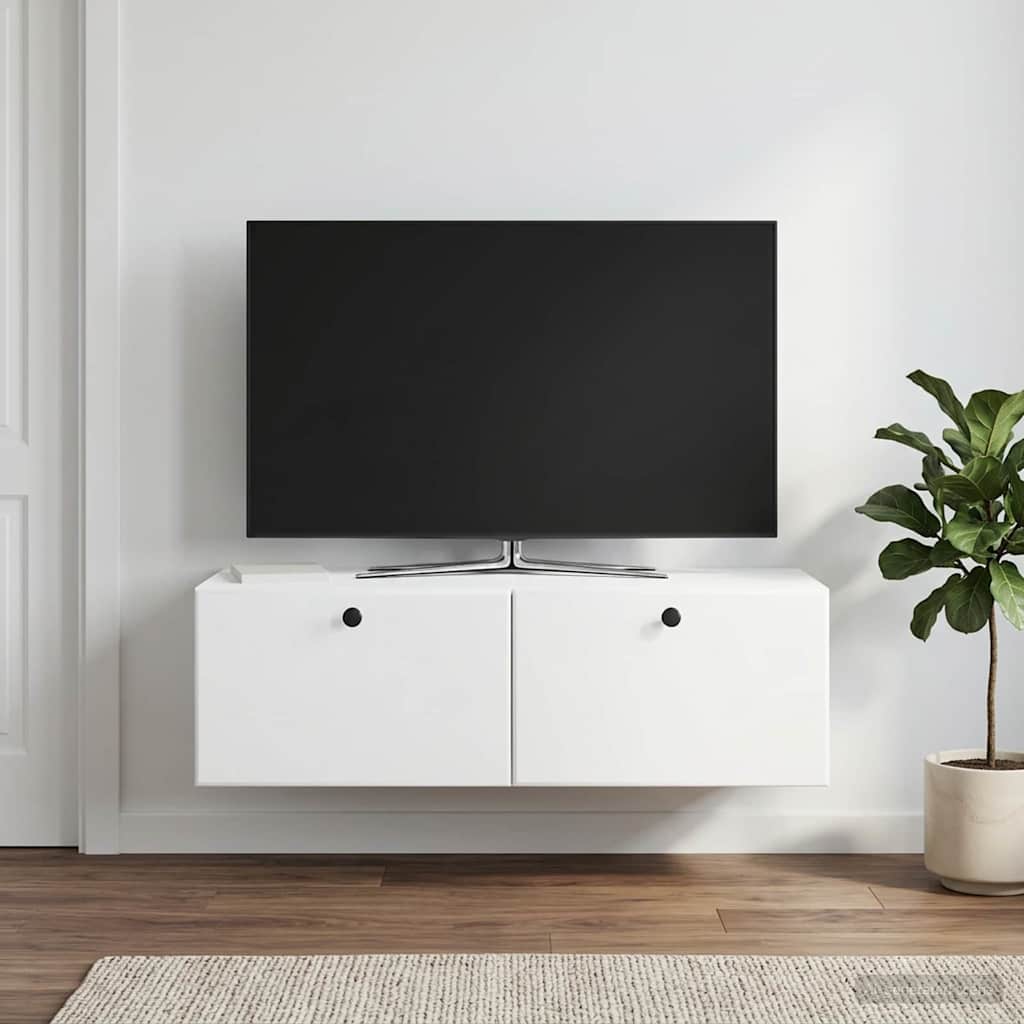 Wandmontierter TV-Schrank 98 x 41 x 30 cm Weiß Holzwerkstoff