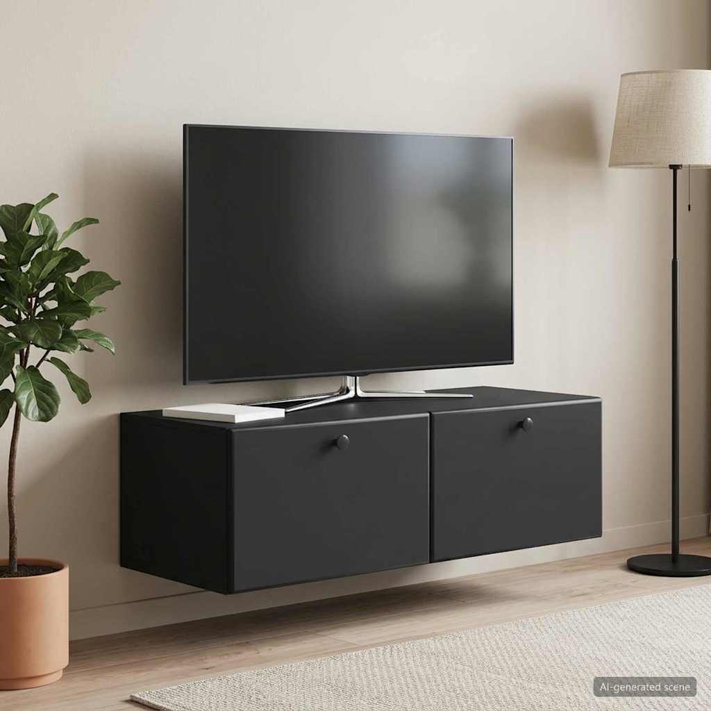 Wandmontierter TV-Schrank 98 x 41 x 30 cm Schwarz Holzwerkstoff