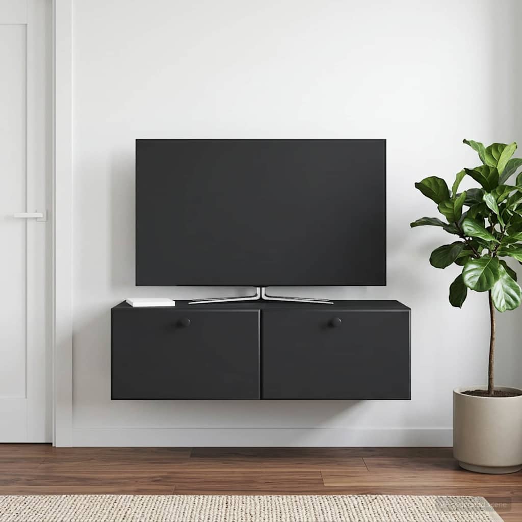 Wandmontierter TV-Schrank 98 x 41 x 30 cm Schwarz Holzwerkstoff