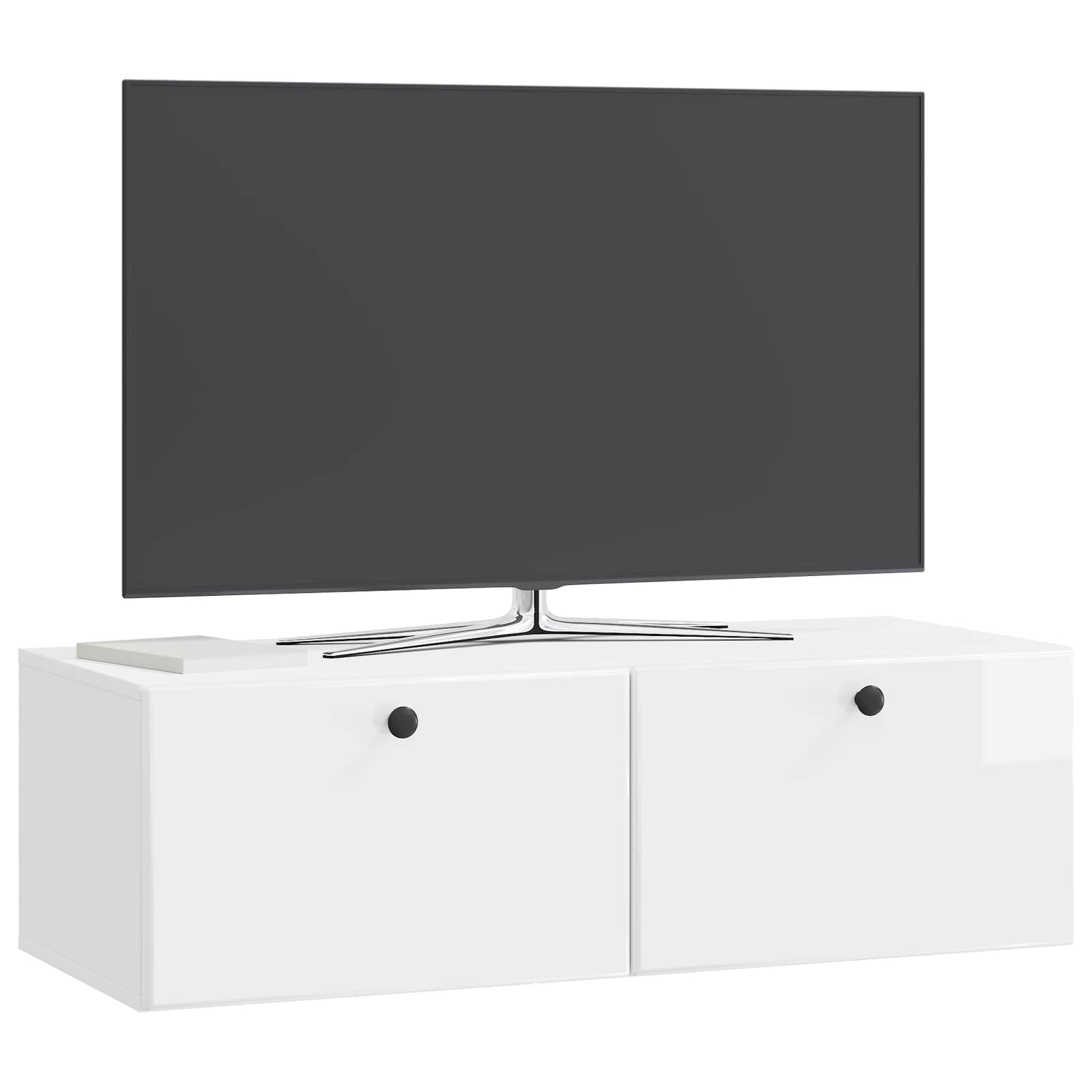 Wandmontierter TV-Schrank 98 x 41 x 30 cm Hochglanz Weiß