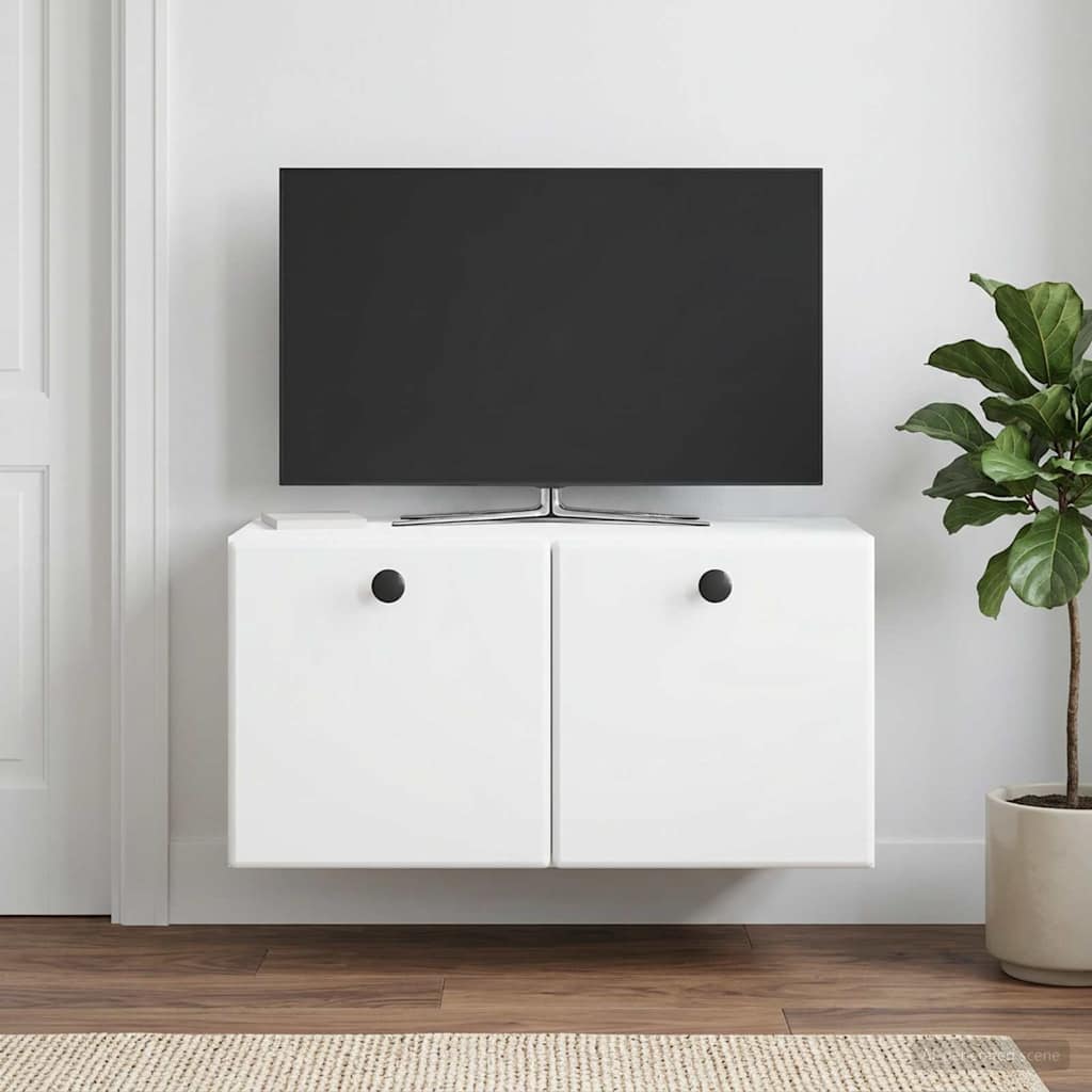 Wandmontierter TV-Schrank 59,5 x 31 x 30 cm Weiß Holzwerkstoff