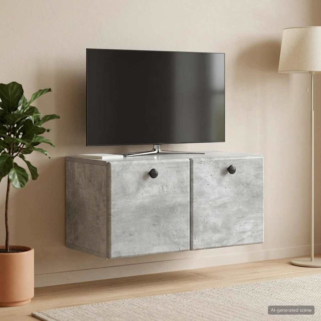 Wandmontierter TV-Schrank 59,5 x 31 x 30 cm Betongrau