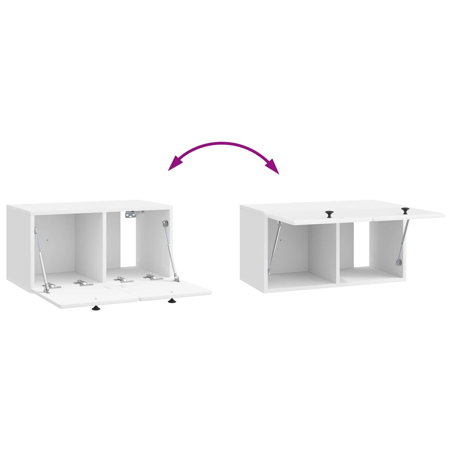 Wandmontierter TV-Schrank 59,5 x 31 x 30 cm Hochglanz Weiß