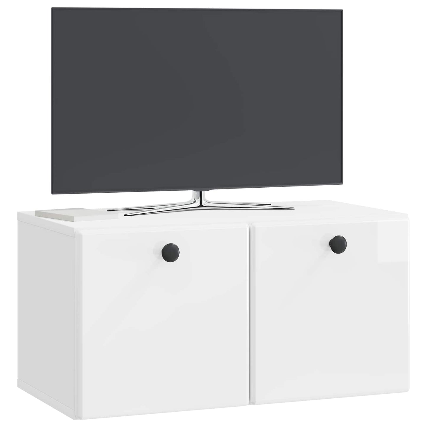Wandmontierter TV-Schrank 59,5 x 31 x 30 cm Hochglanz Weiß
