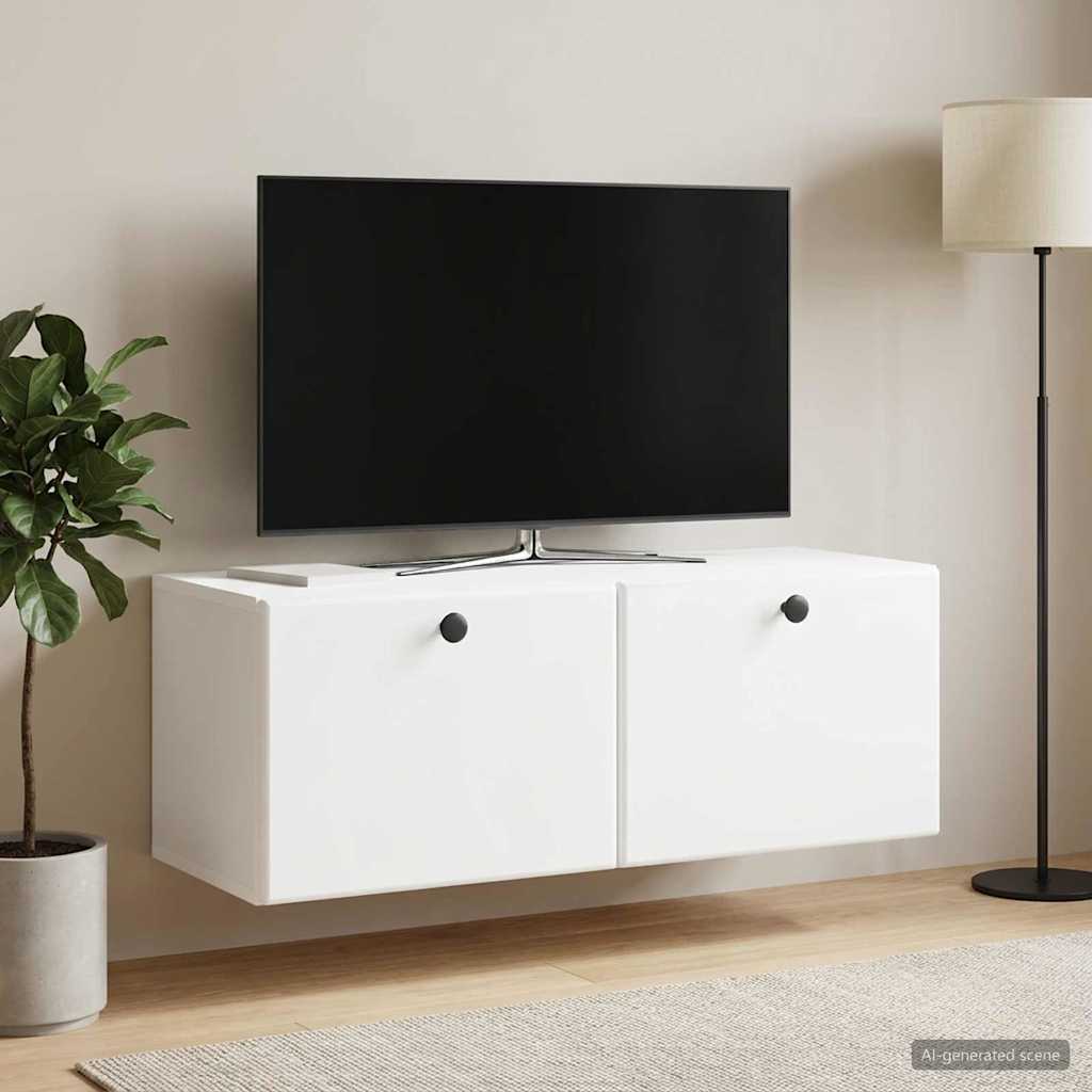 Wandmontierter TV-Schrank 78,5 x 31 x 30 cm Weiß Holzwerkstoff