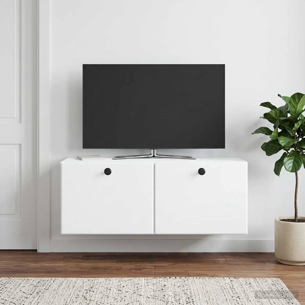 Wandmontierter TV-Schrank 78,5 x 31 x 30 cm Weiß Holzwerkstoff