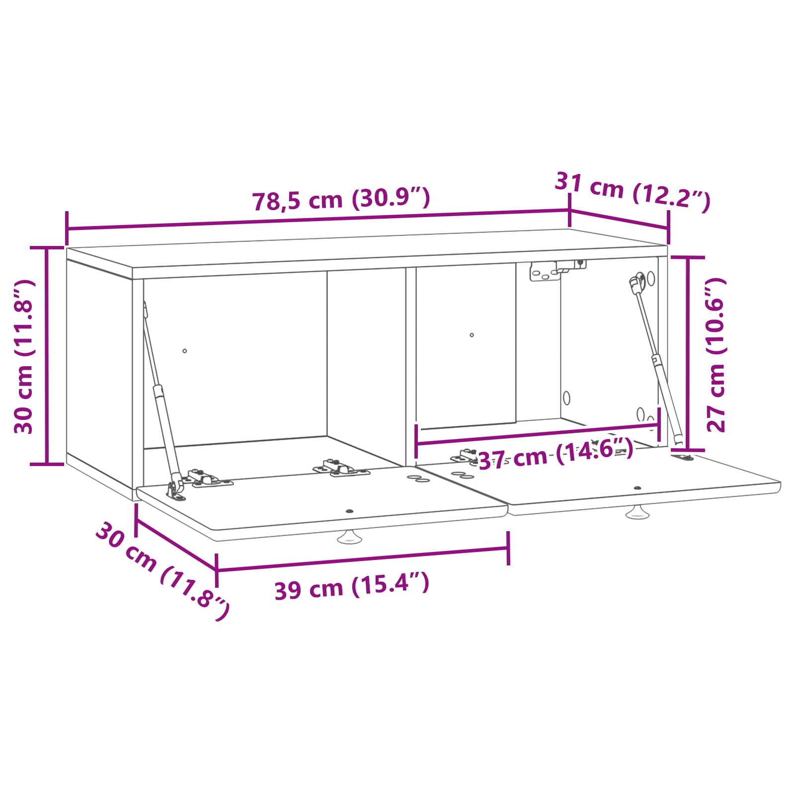 Wandmontierter TV-Schrank 78,5 x 31 x 30 cm Weiß Holzwerkstoff