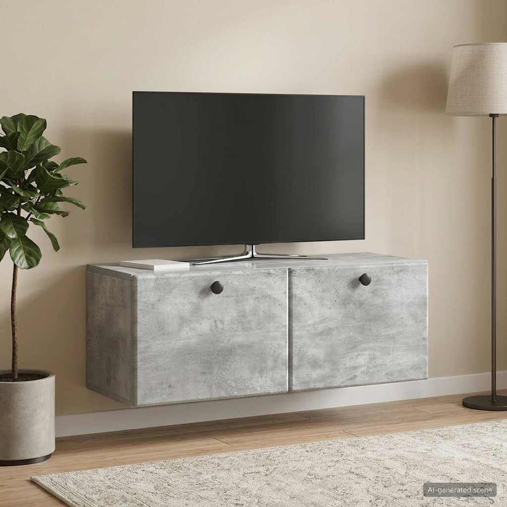 Wandmontierter TV-Schrank 78,5 x 31 x 30 cm Betongrau
