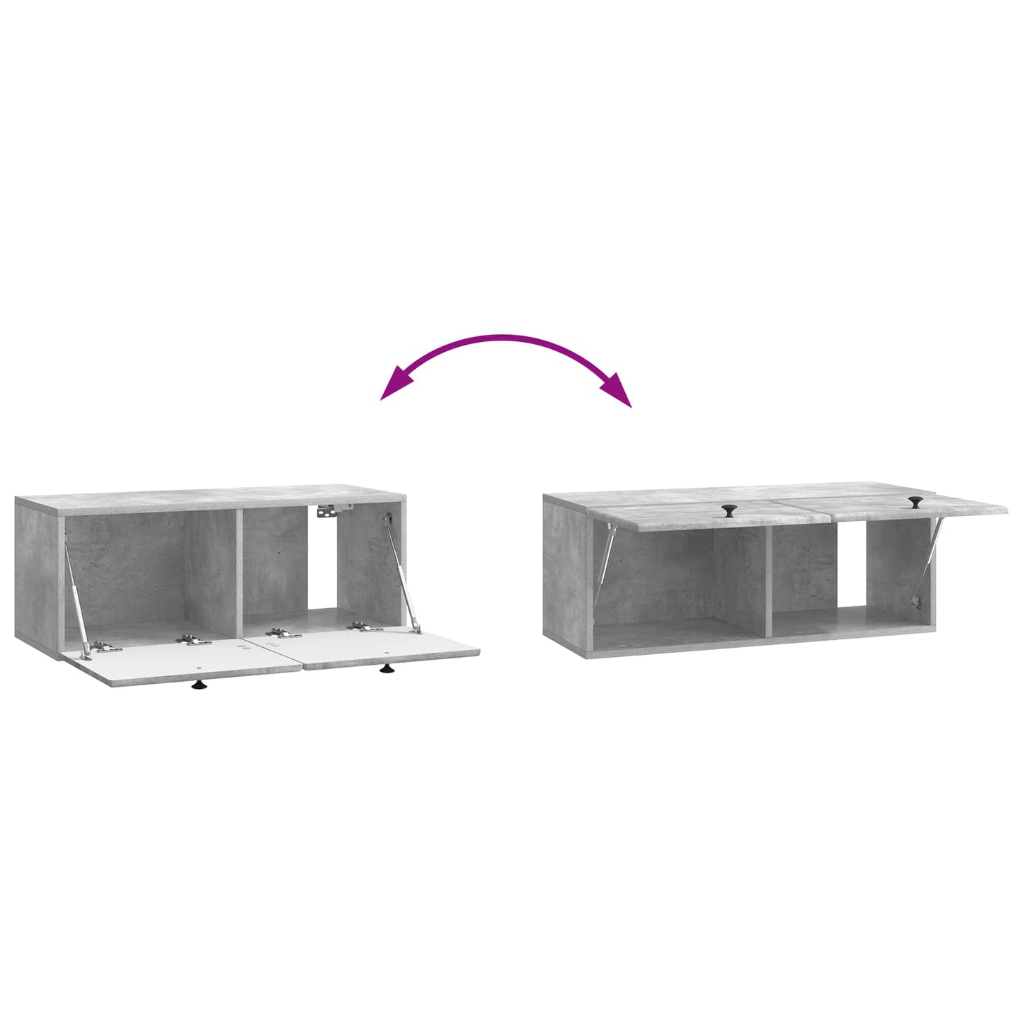 Wandmontierter TV-Schrank 78,5 x 31 x 30 cm Betongrau