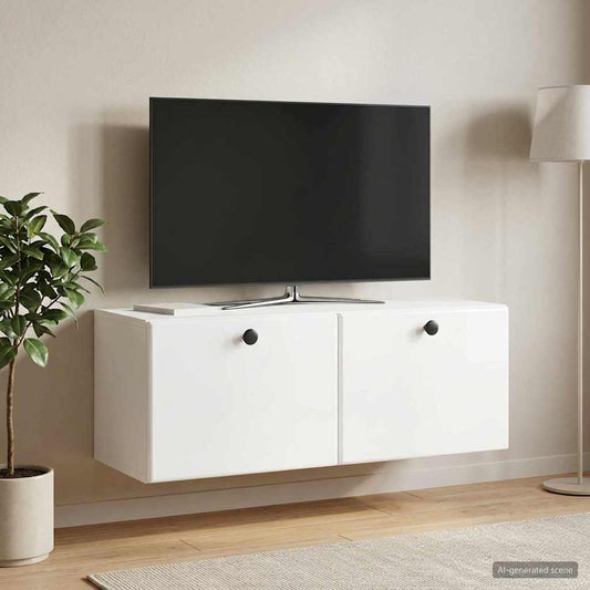 Wandmontierter TV-Schrank 78,5 x 31 x 30 cm Hochglanz Weiß