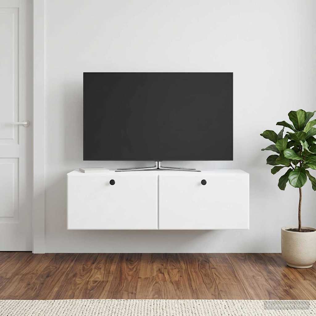 Wandmontierter TV-Schrank 98 x 31 x 30 cm Weiß Holzwerkstoff