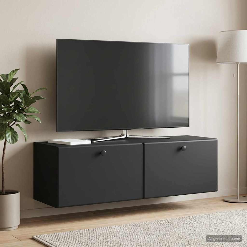 Wandmontierter TV-Schrank 98 x 31 x 30 cm Schwarz Holzwerkstoff