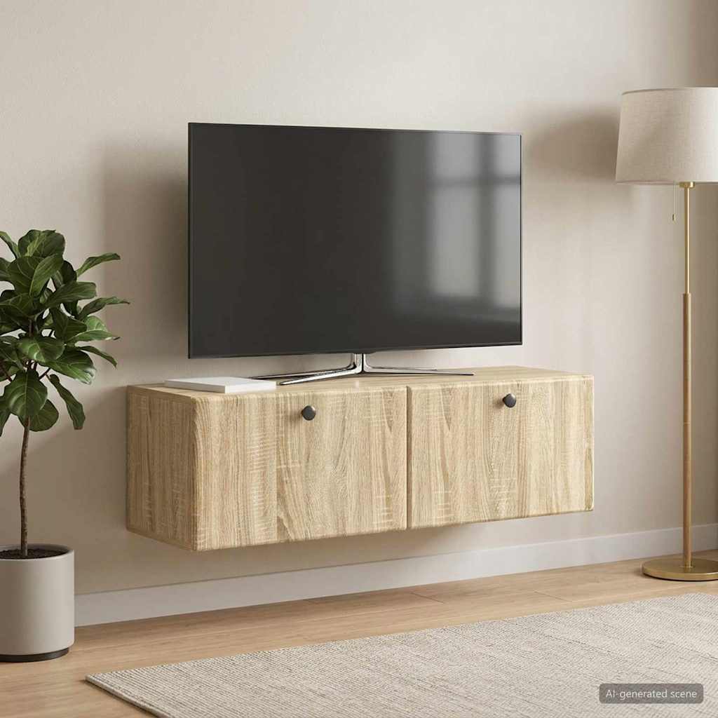 Wandmontierter TV-Schrank 98 x 31 x 30 cm Sonoma-Eiche