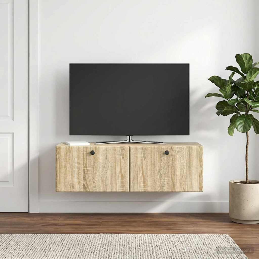 Wandmontierter TV-Schrank 98 x 31 x 30 cm Sonoma-Eiche