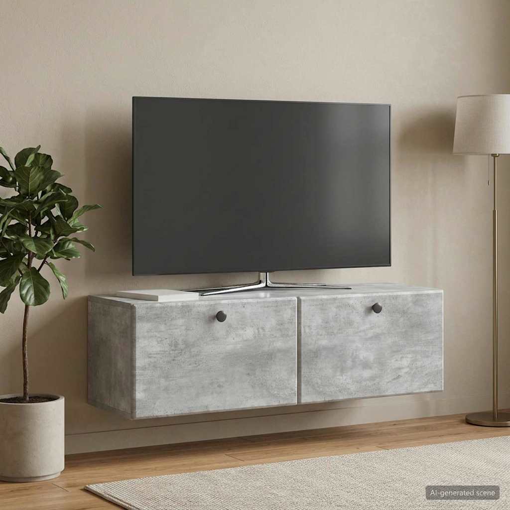 Wandmontierter TV-Schrank 98 x 31 x 30 cm Betongrau
