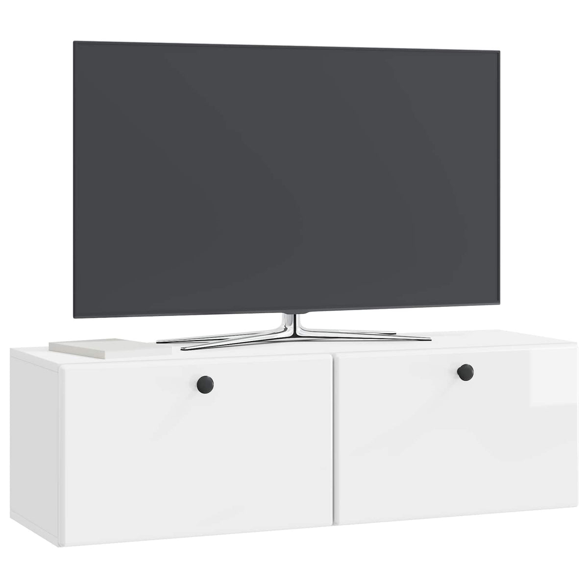 Wandmontierter TV-Schrank 98 x 31 x 30 cm Hochglanz Weiß