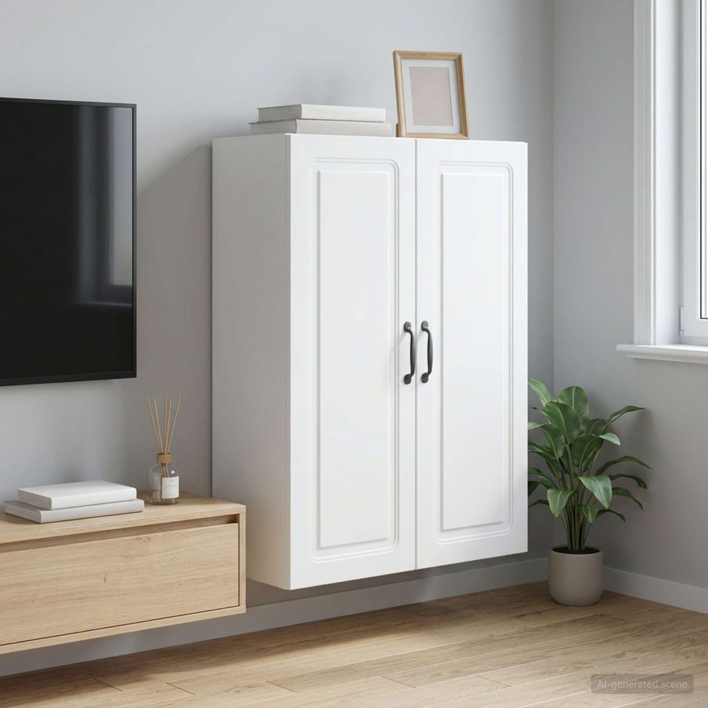 Wandschrank 66 x 34,5 x 90 cm Holzwerkstoff Weiß
