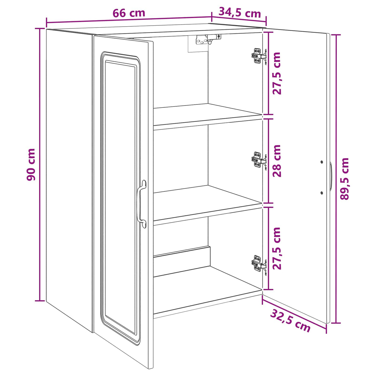 Wandschrank 66 x 34,5 x 90 cm Holzwerkstoff Betongrau
