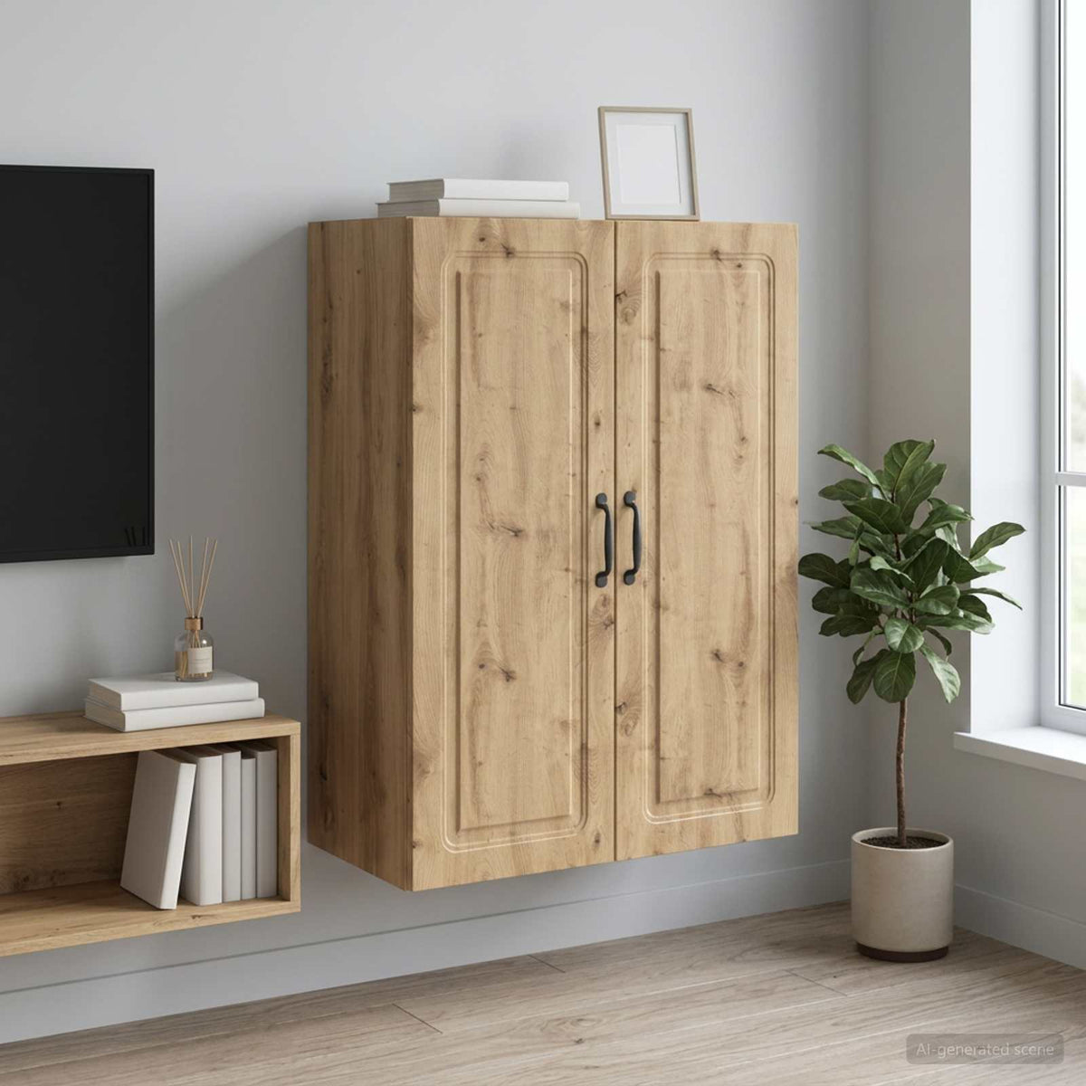 Wandschrank 66 x 34,5 x 90 cm Holzwerkstoff Artisan-Eiche