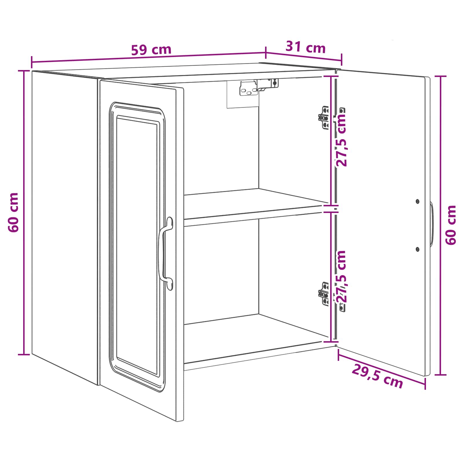 Wandschrank 59 x 31 x 60 cm Holzwerkstoff Weiß