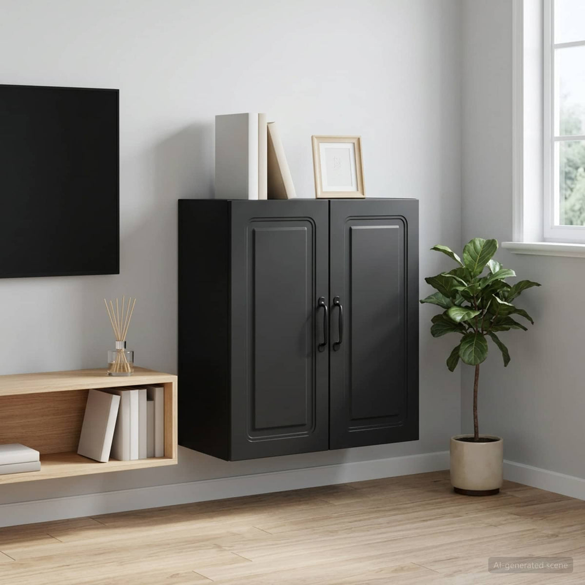 Wandschrank 59 x 31 x 60 cm Holzwerkstoff Schwarz