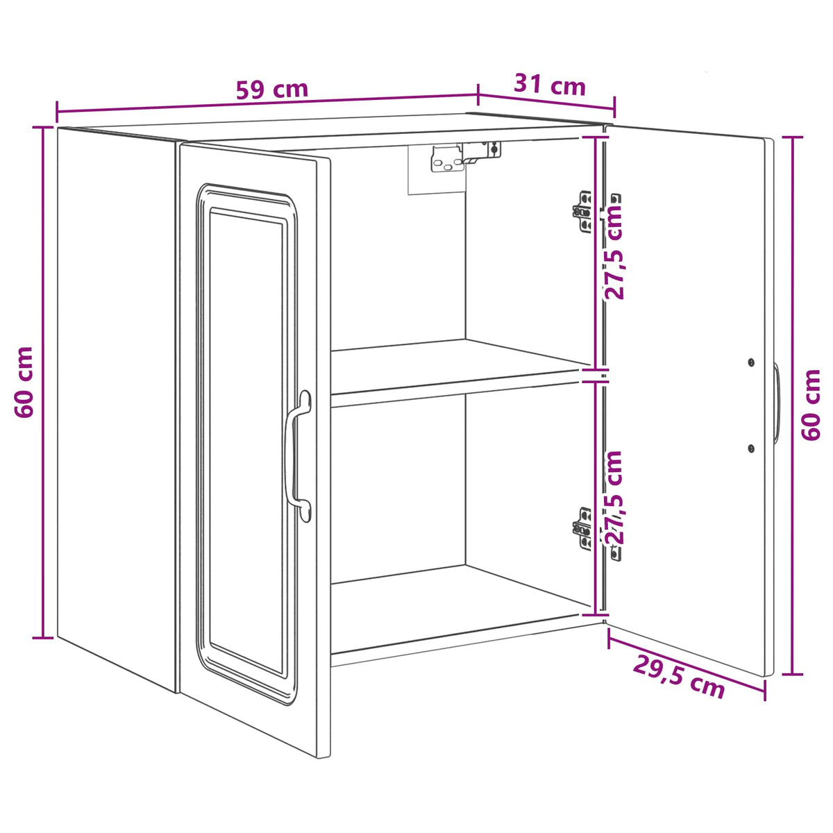 Wandschrank 59 x 31 x 60 cm Holzwerkstoff Schwarz