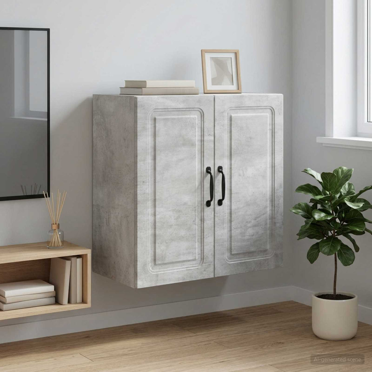 Wandschrank 59 x 31 x 60 cm Holzwerkstoff Betongrau
