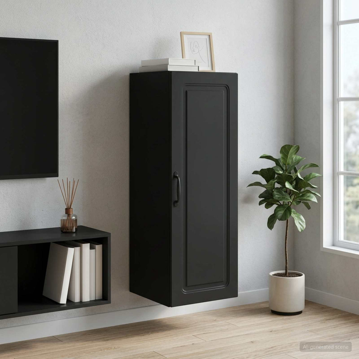 Wandschrank 33 x 34,5 x 90 cm Holzwerkstoff Schwarz