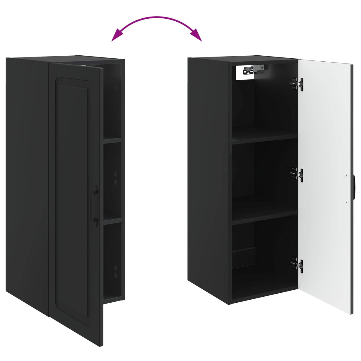 Wandschrank 33 x 34,5 x 90 cm Holzwerkstoff Schwarz