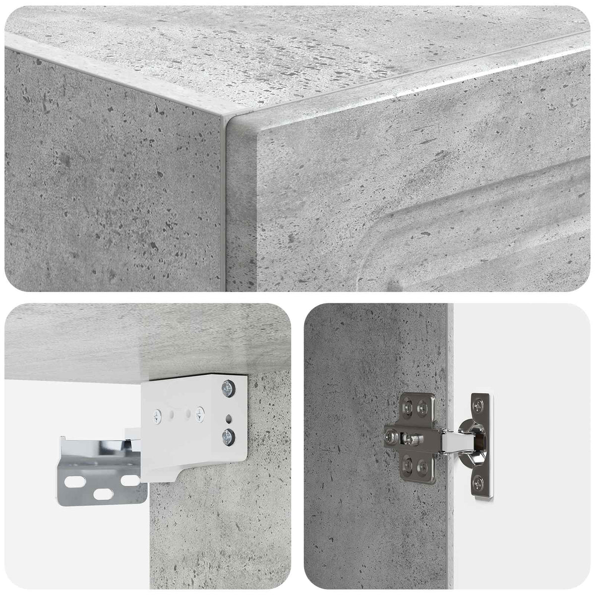 Wandschrank 33 x 34,5 x 90 cm Holzwerkstoff Betongrau