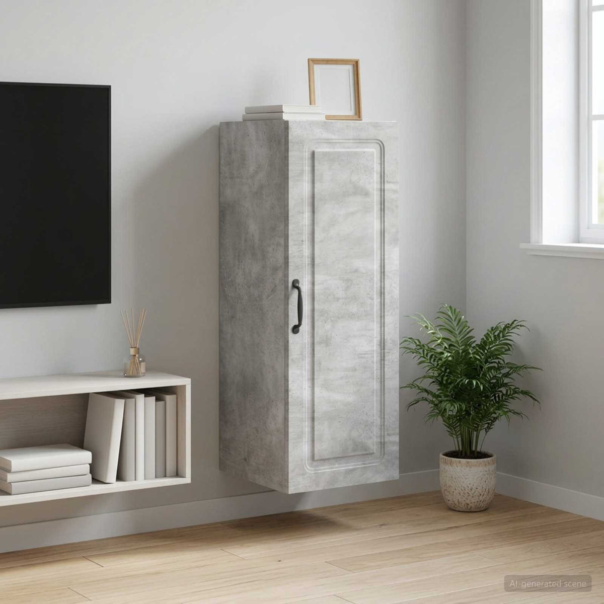 Wandschrank 33 x 34,5 x 90 cm Holzwerkstoff Betongrau