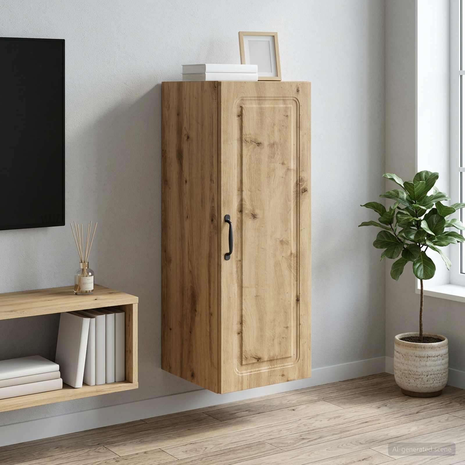Wandschrank 33 x 34,5 x 90 cm Holzwerkstoff Artisan-Eiche