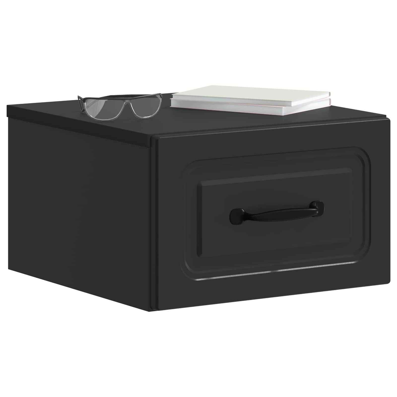 Wandmontierter Nachttisch Schwarz 34,5 x 33 x 20 cm