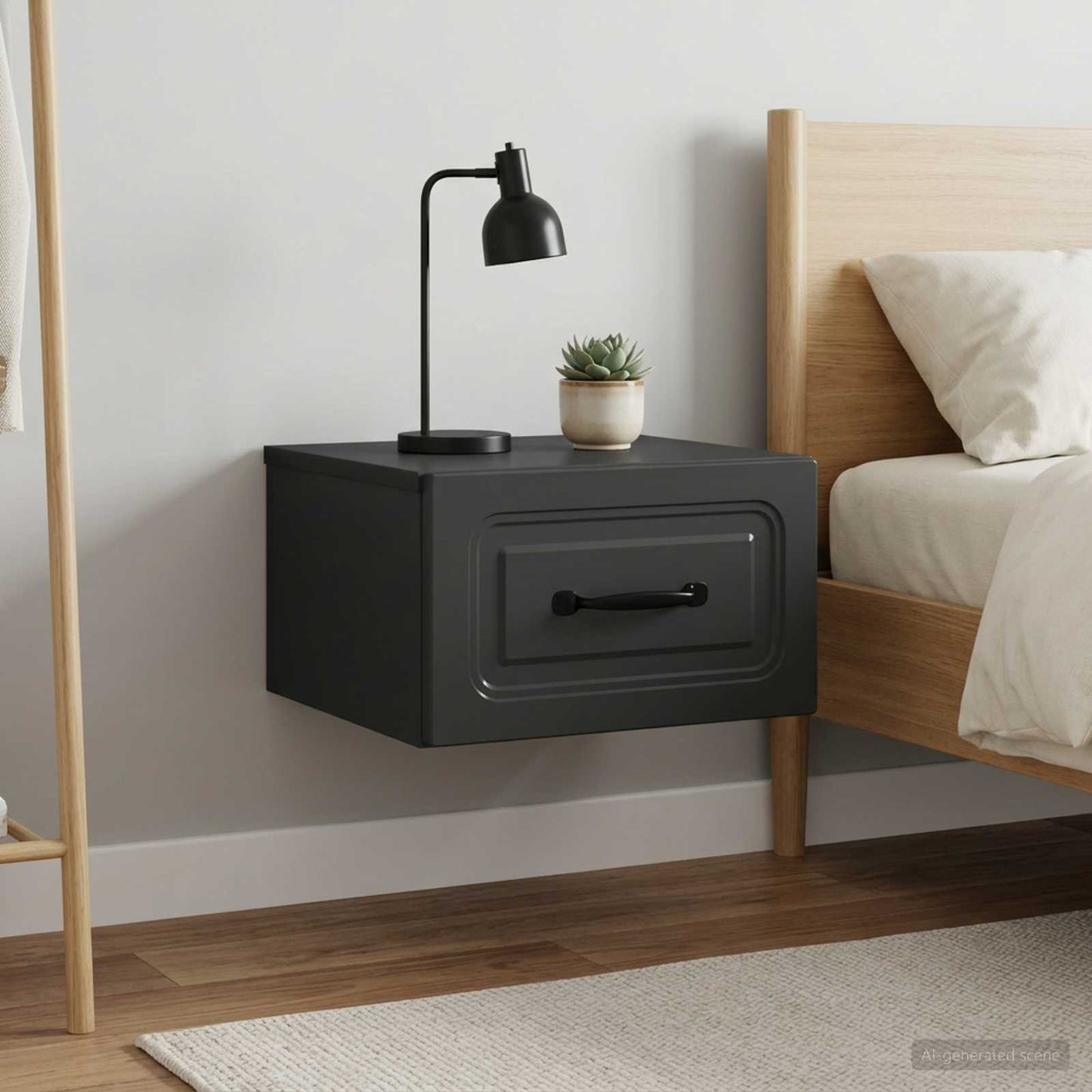 Wandmontierter Nachttisch 2 stk. Schwarz 34,5 x 33 x 20 cm