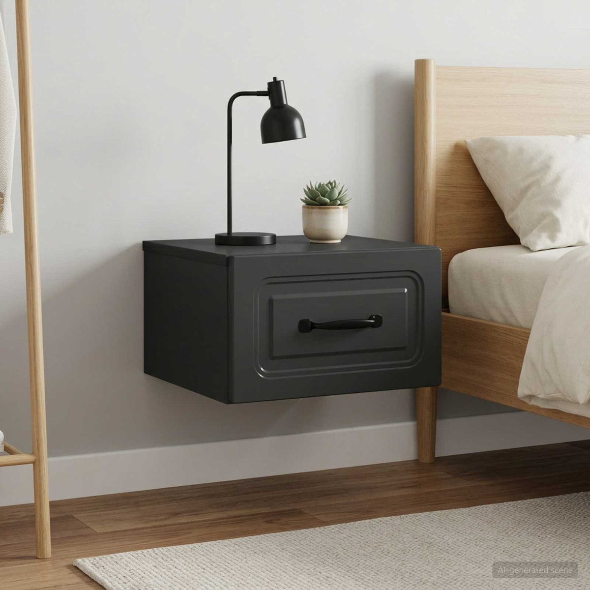 Wandmontierter Nachttisch 2 stk. Schwarz 34,5 x 33 x 20 cm