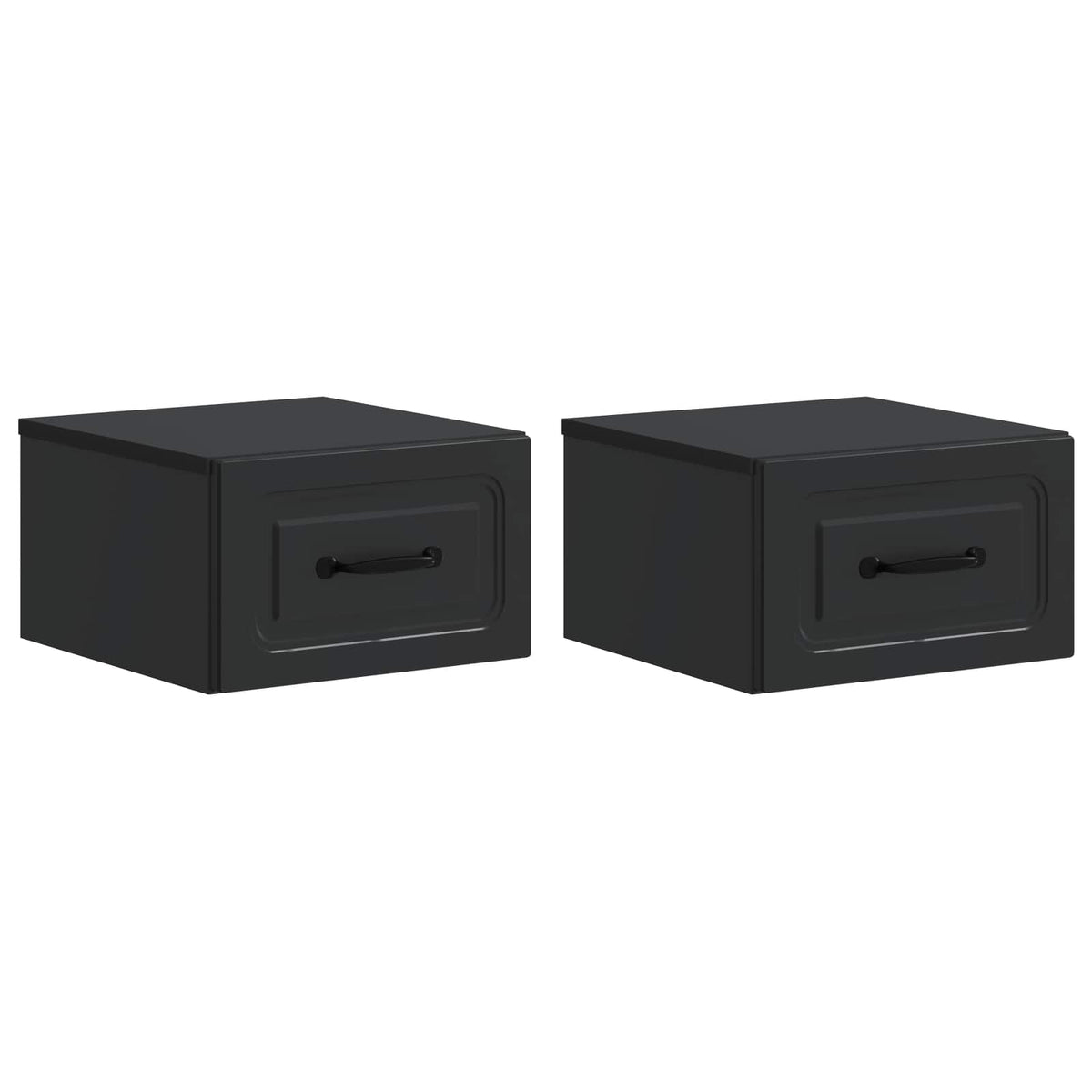 Wandmontierter Nachttisch 2 stk. Schwarz 34,5 x 33 x 20 cm