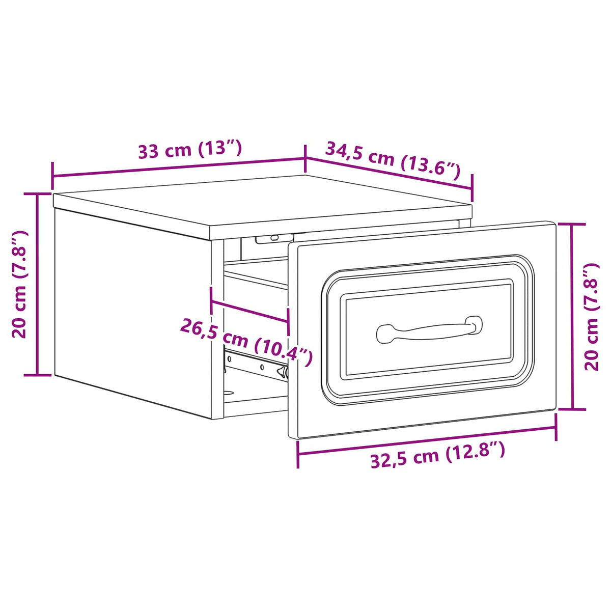 Wandmontierter Nachttisch 2 stk. Sonoma-Eiche 34,5 x 33 x 20 cm
