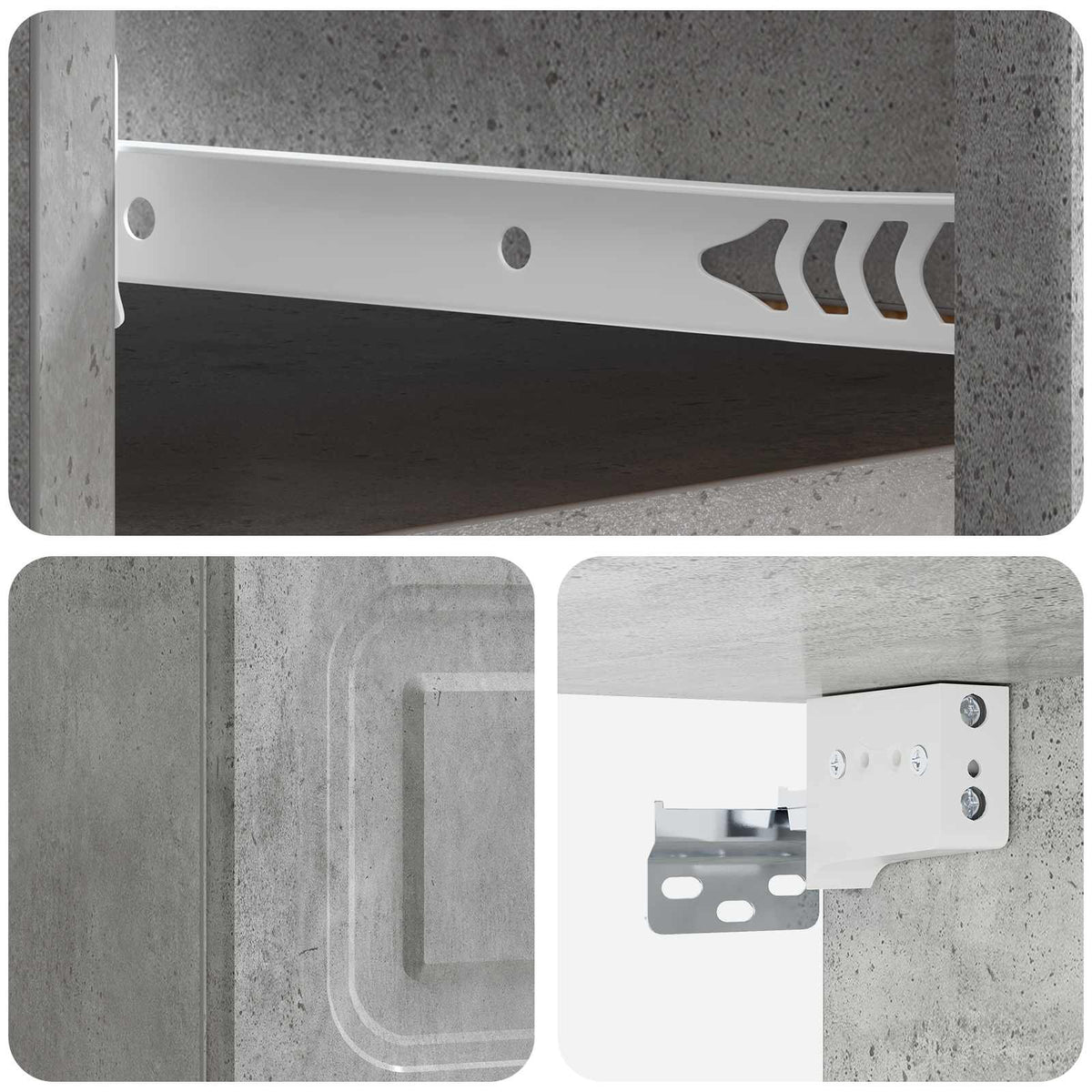Wandmontierter Nachttisch 2 stk. Betongrau 34,5 x 33 x 20 cm