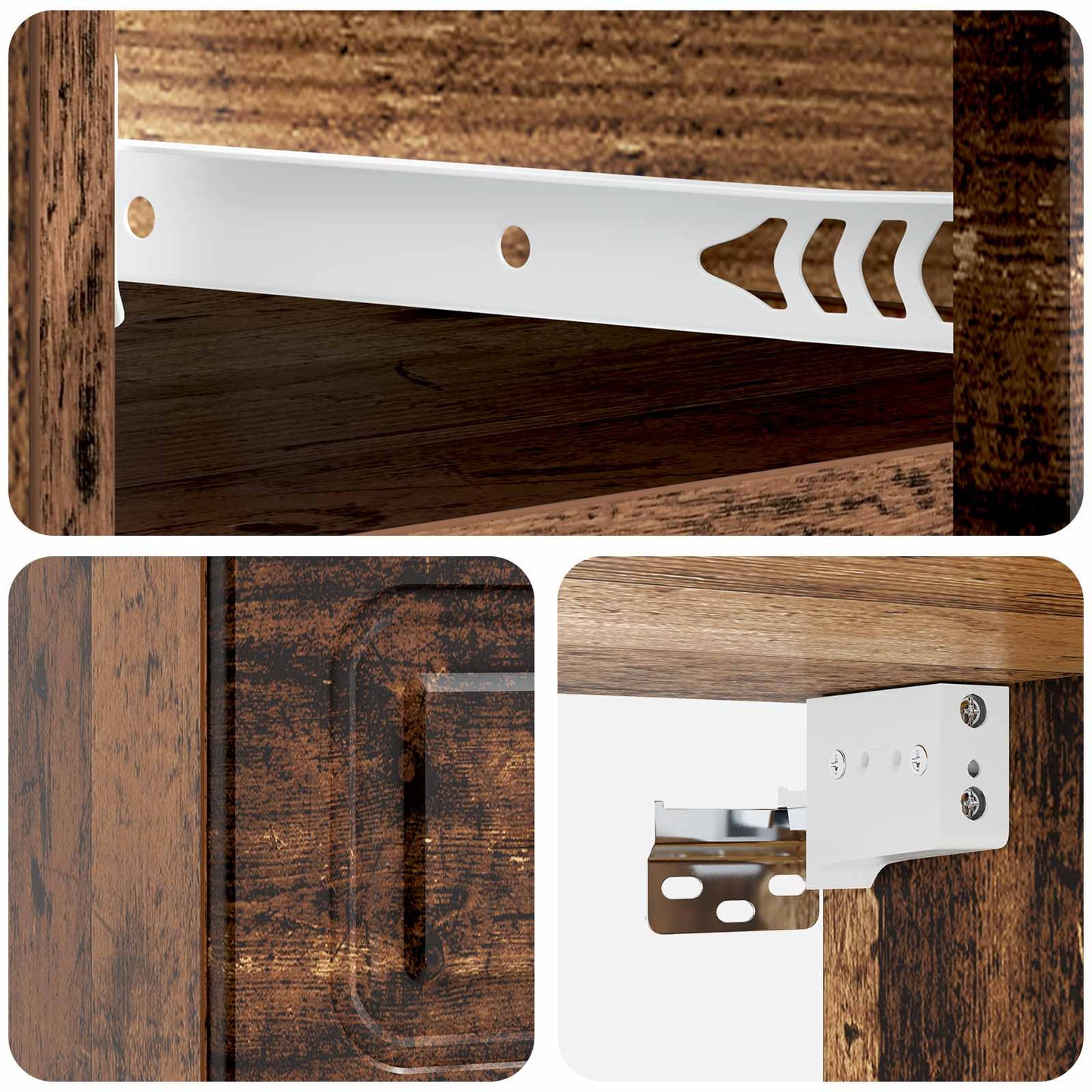 Wandmontierter Nachttisch 2 stk. Altholz 34,5 x 33 x 20 cm
