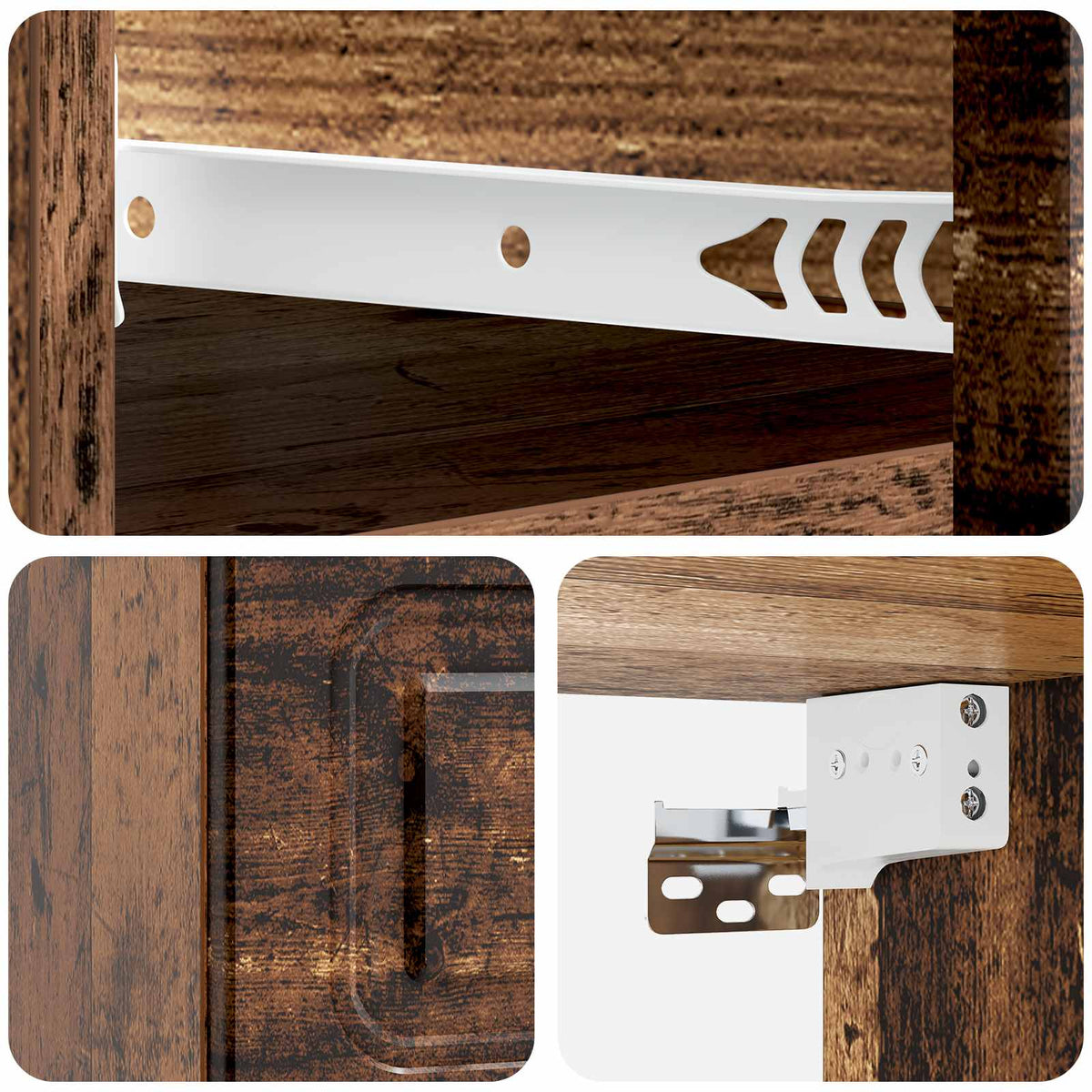 Wandmontierter Nachttisch 2 stk. Altholz 34,5 x 33 x 20 cm