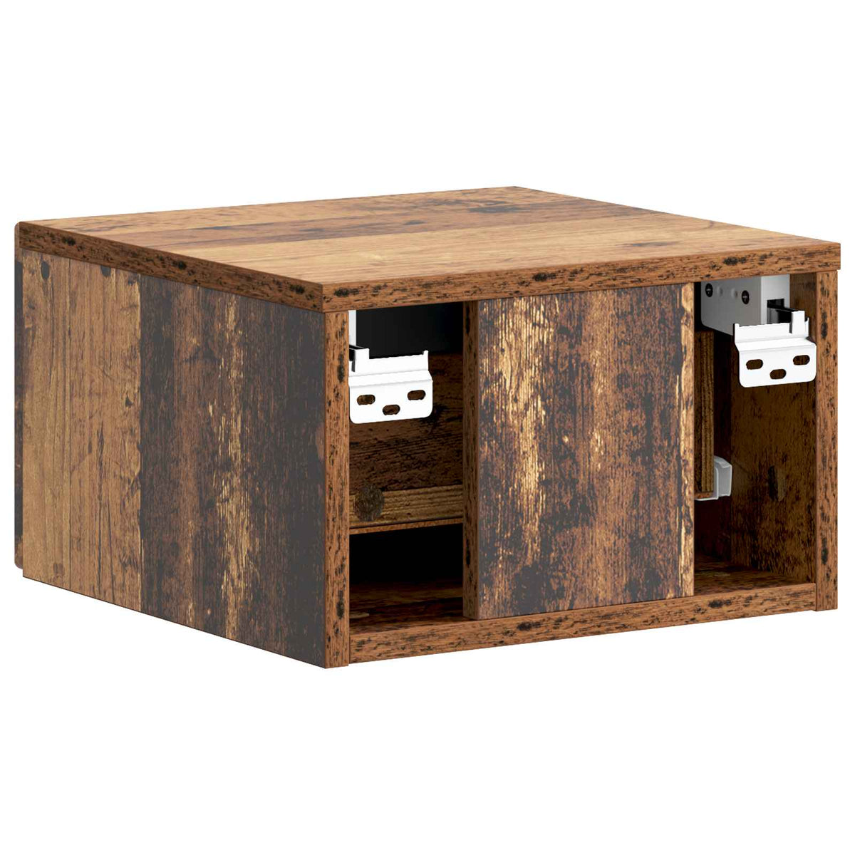 Wandmontierter Nachttisch 2 stk. Altholz 34,5 x 33 x 20 cm