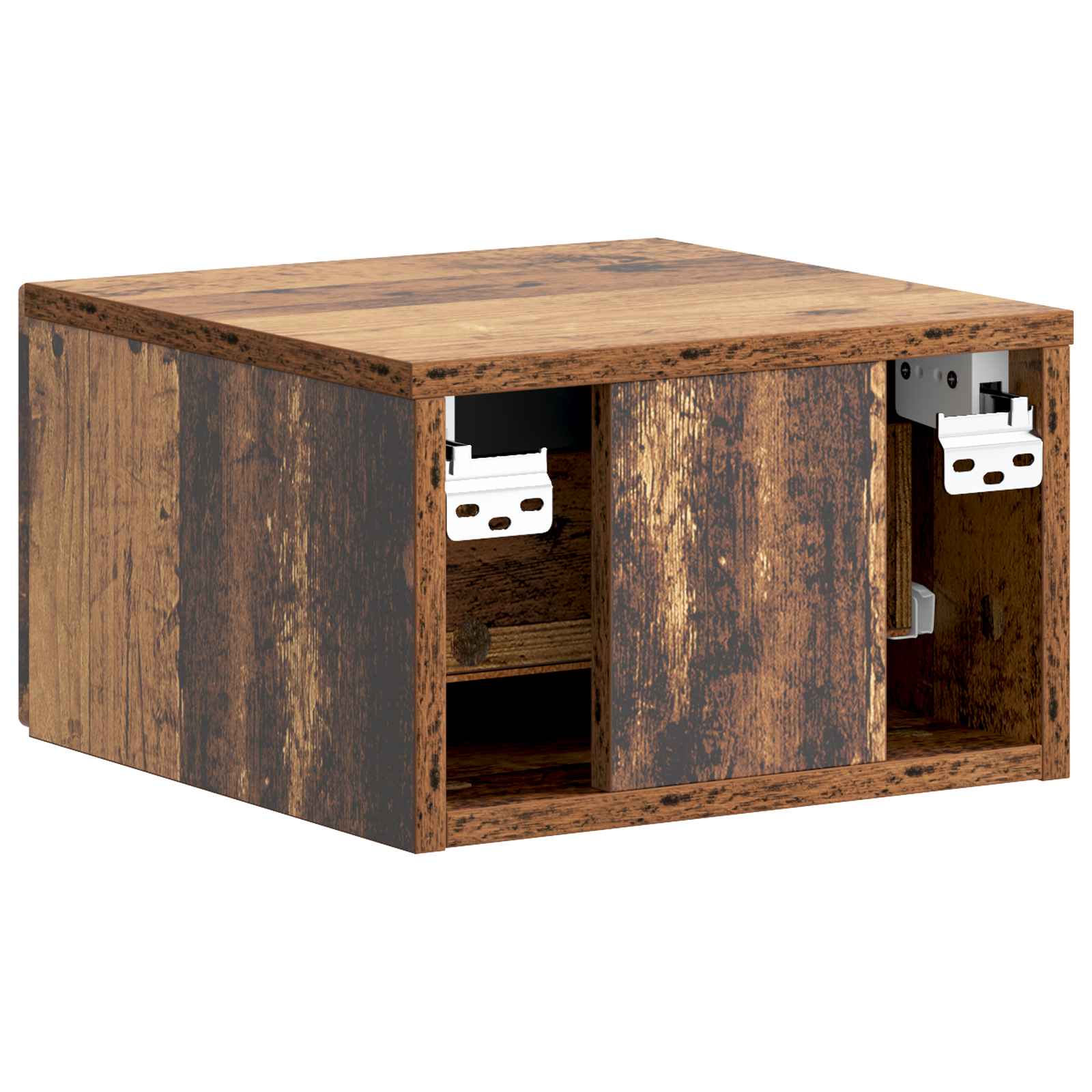 Wandmontierter Nachttisch 2 stk. Altholz 34,5 x 33 x 20 cm