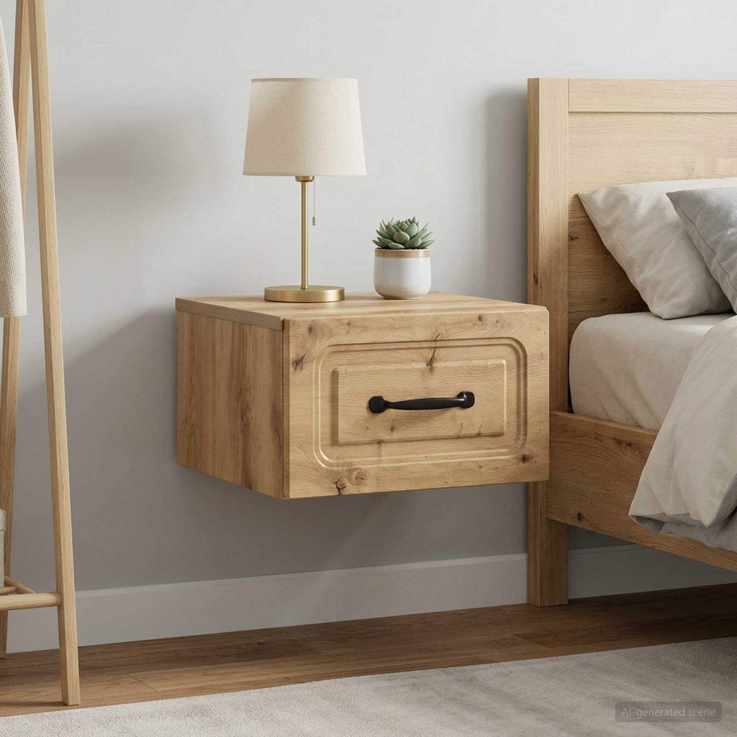 Wandmontierter Nachttisch 2 stk. Artisan-Eiche