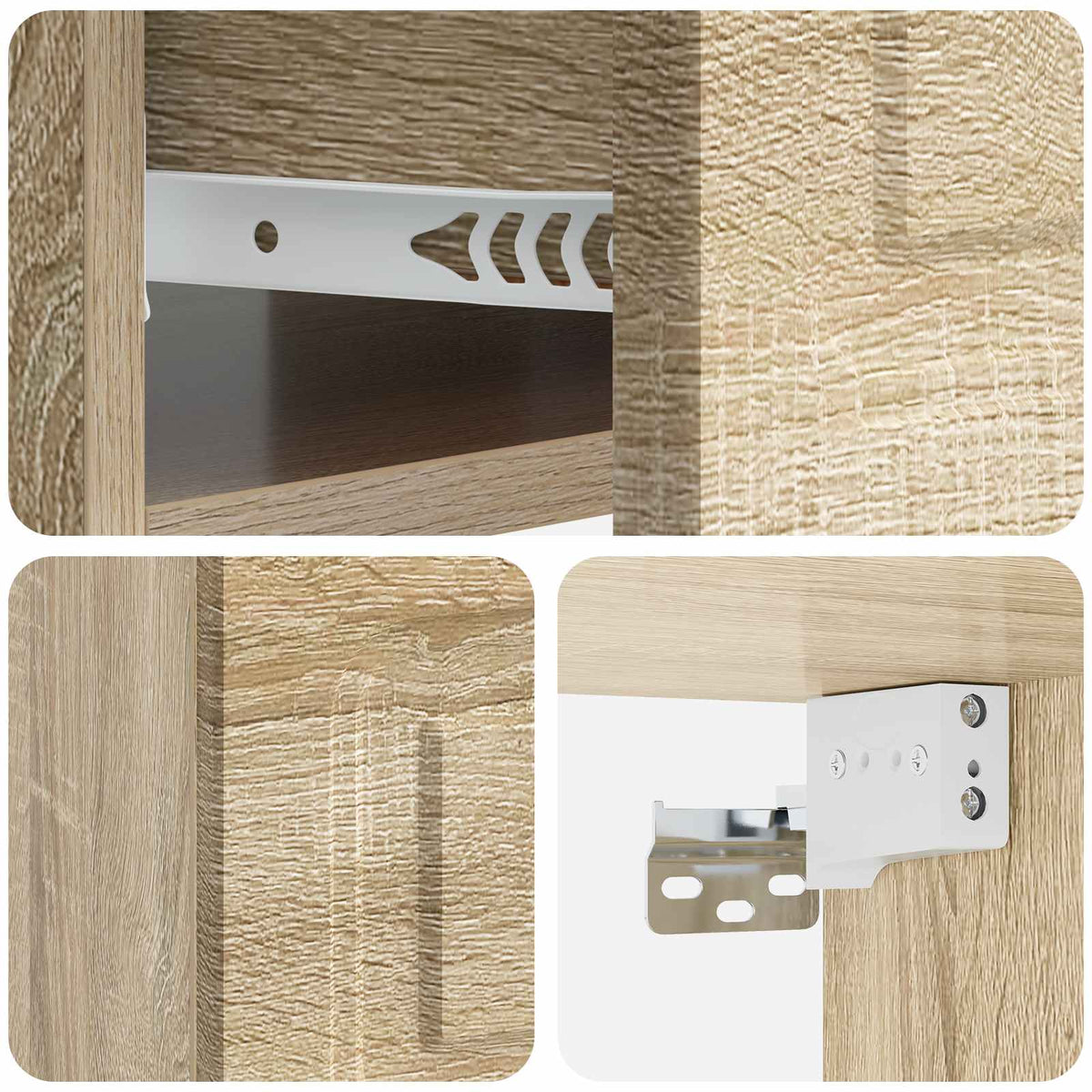 Wandmontierter Nachttisch 2 Stk. Sonoma-Eiche 49 x 34,5 x 20 cm