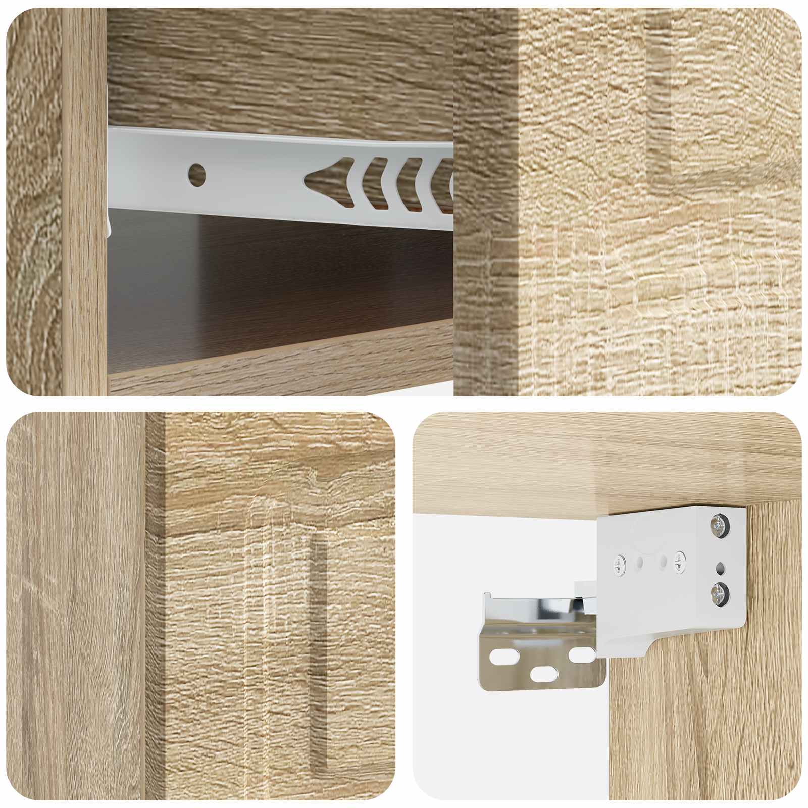 Wandmontierter Nachttisch 2 Stk. Sonoma-Eiche 49 x 34,5 x 20 cm