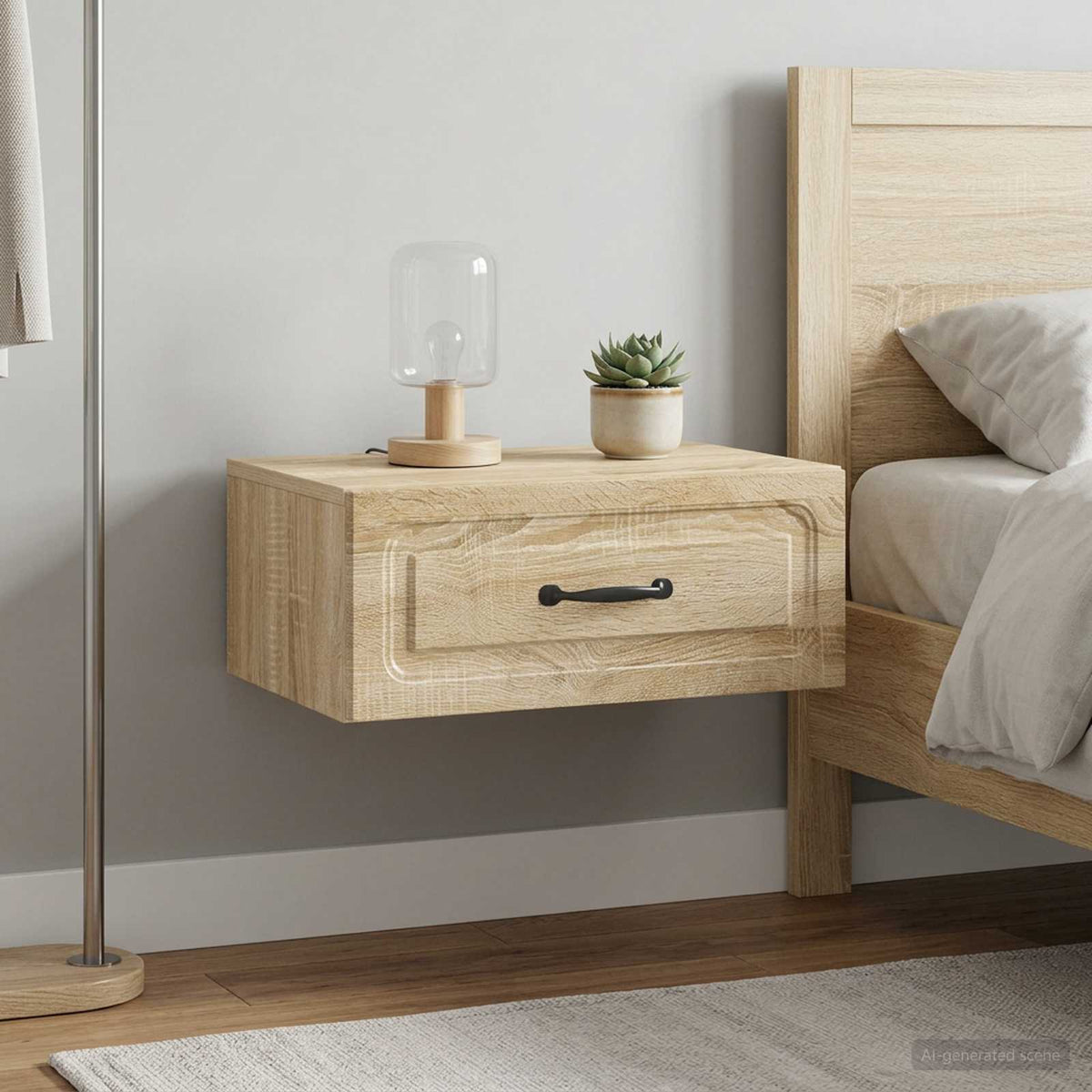 Wandmontierter Nachttisch 2 Stk. Sonoma-Eiche 49 x 34,5 x 20 cm