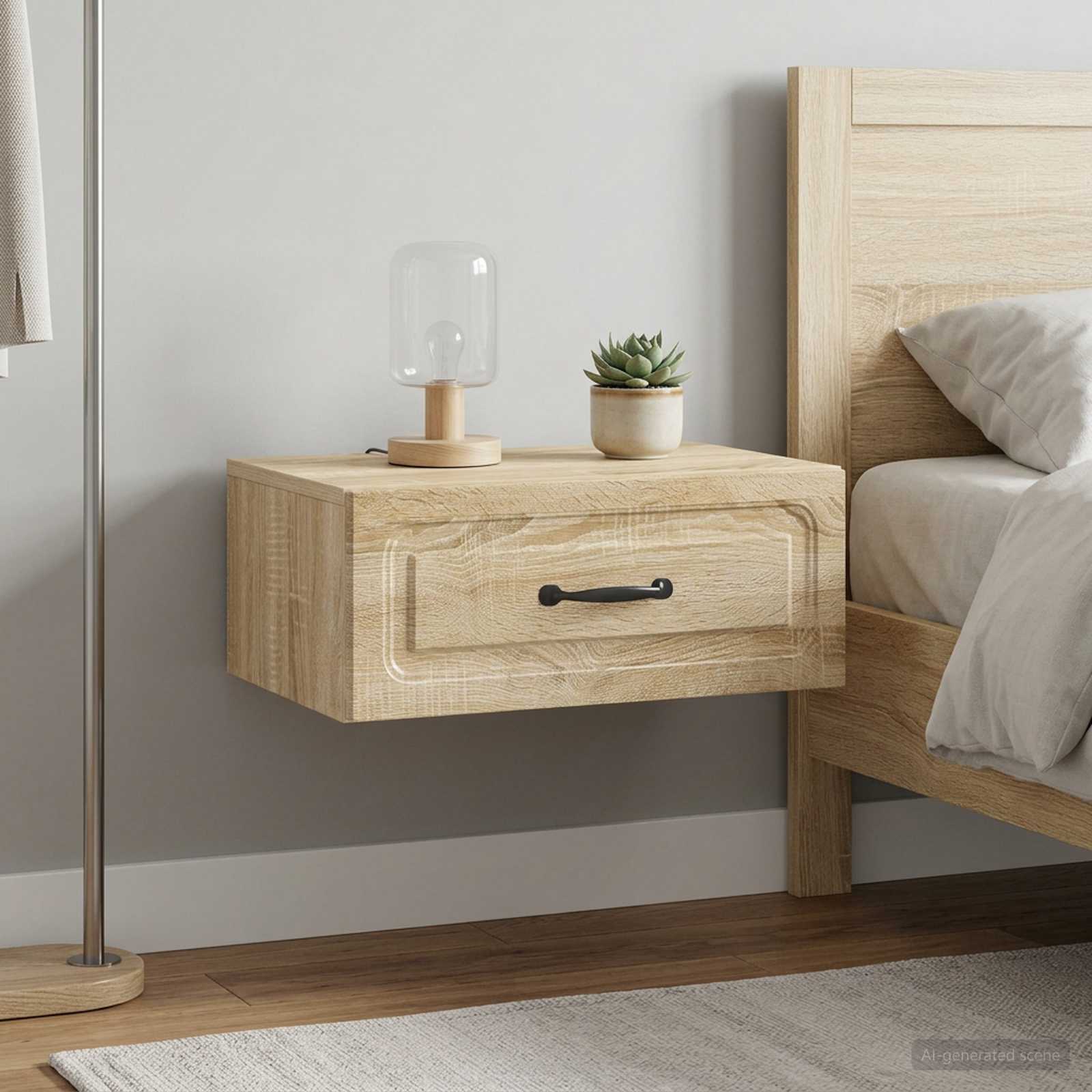 Wandmontierter Nachttisch 2 Stk. Sonoma-Eiche 49 x 34,5 x 20 cm